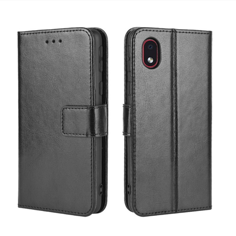 Case Samsung Galaxy A01 Core #เคสฝาพับหนัง PU ผิวหนังม้า Crazy Horse Texture Leather Wallet