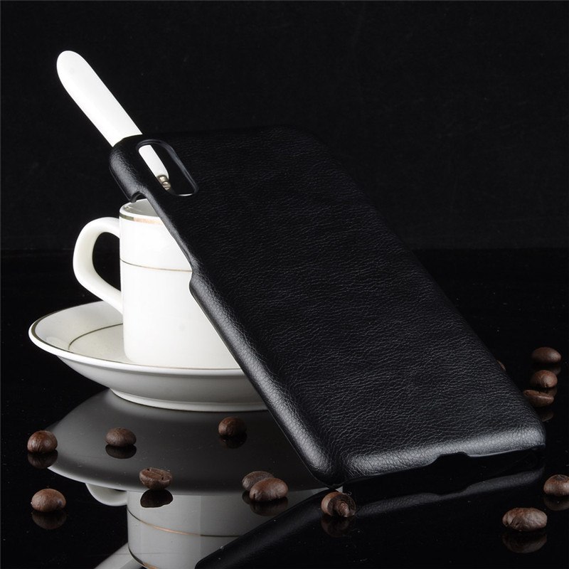 เคส Huawei Y7 Pro (2019) #เคสฝาหลังพลาสติกแข็งเคลือบหนัง PU ลายผิวลิ้นจี่ Litchi Skin Leather Coated