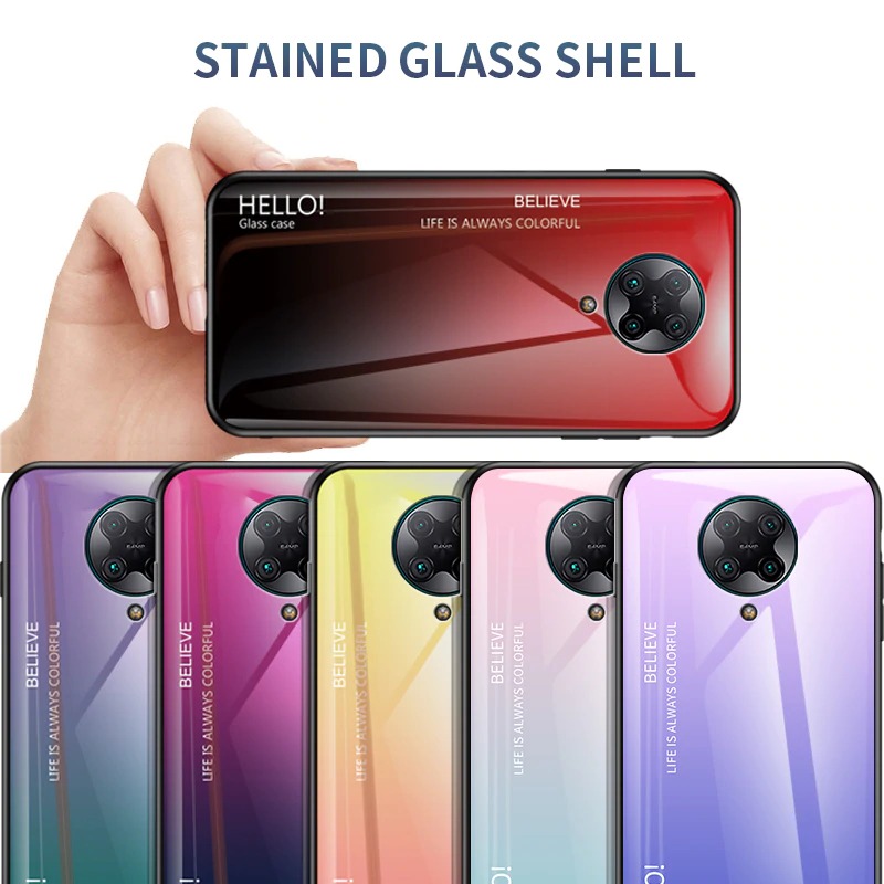 เคส Redmi Note 9T 5G #เคสฝาหลัง Gradient Color Glass + PC + TPU Hybrid Case
