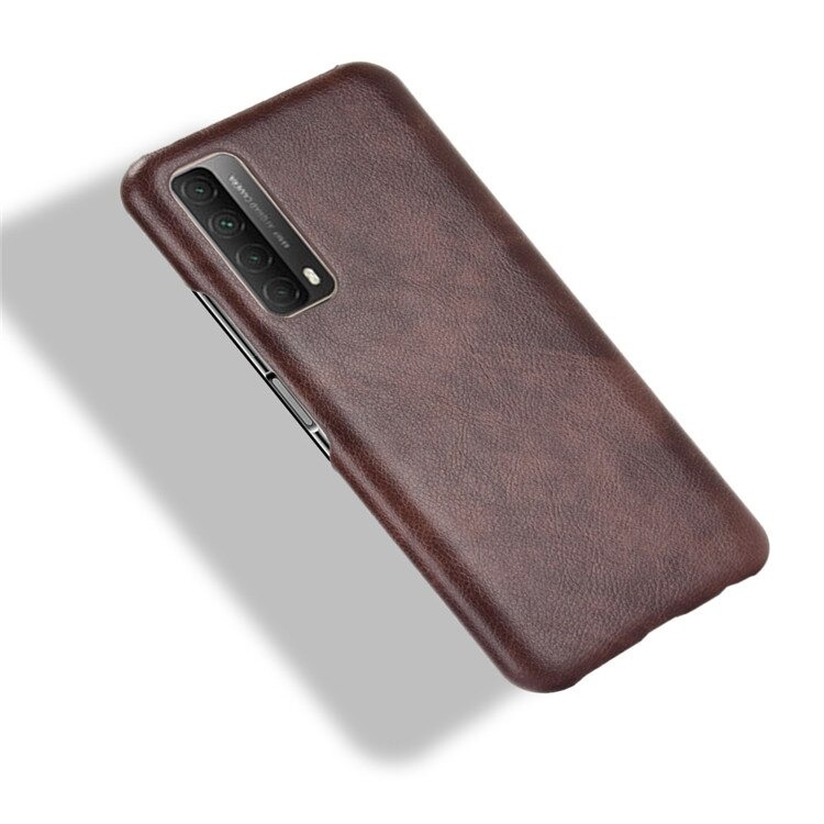 เคส Huawei Y7a #เคสฝาหลังพลาสติกแข็งเคลือบหนัง PU ลายผิวลิ้นจี่ Litchi Skin Leather Coated