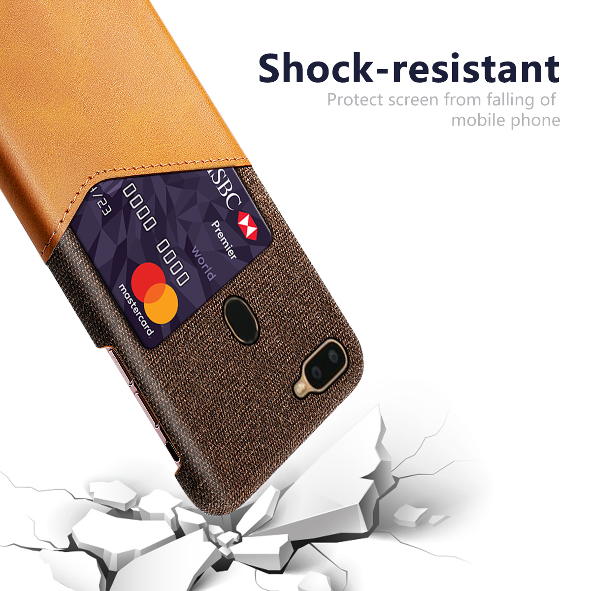 Case OPPO A7 / A5s / AX5s #เคสฝาหลัง Hybrid Protective มีช่องเสียบการ์ด KSQ Card Slot PC + PU Leather + Cloth