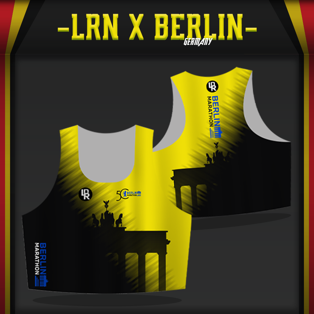 เสื้อวิ่งพิมพ์ลาย Berlin-Marathon x LRN เนื้อผ้า Air Flow Plus สำหรับวิ่งมาราธอน (AP21)