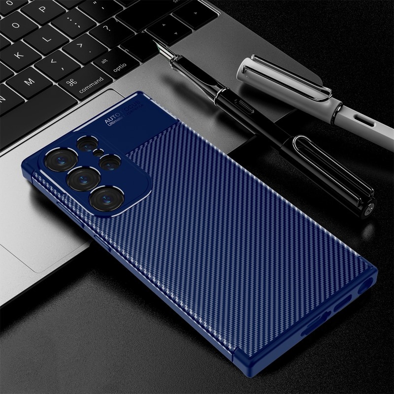 เคส Samsung Galaxy S23 Ultra 5G #เคสฝาหลังนิ่ม Carbon Fiber Anti-drop TPU Protection
