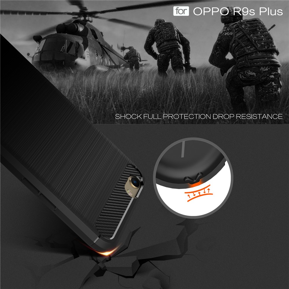 เคส Oppo R9s Plus #เคสฝาหลัง TPU ตกแต่งด้วยคาร์บอนไฟเบอร์ พร้อมส่ง-สีน้ำเงิน