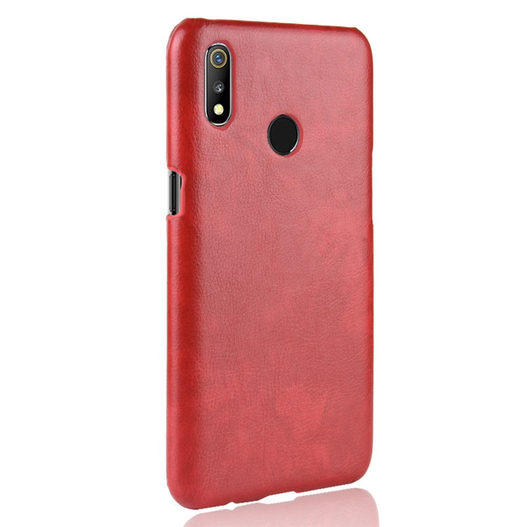 เคส Realme 3 Pro #เคสฝาหลังพลาสติกแข็งเคลือบหนัง PU ลายผิวลิ้นจี่ Litchi Skin Leather Coated