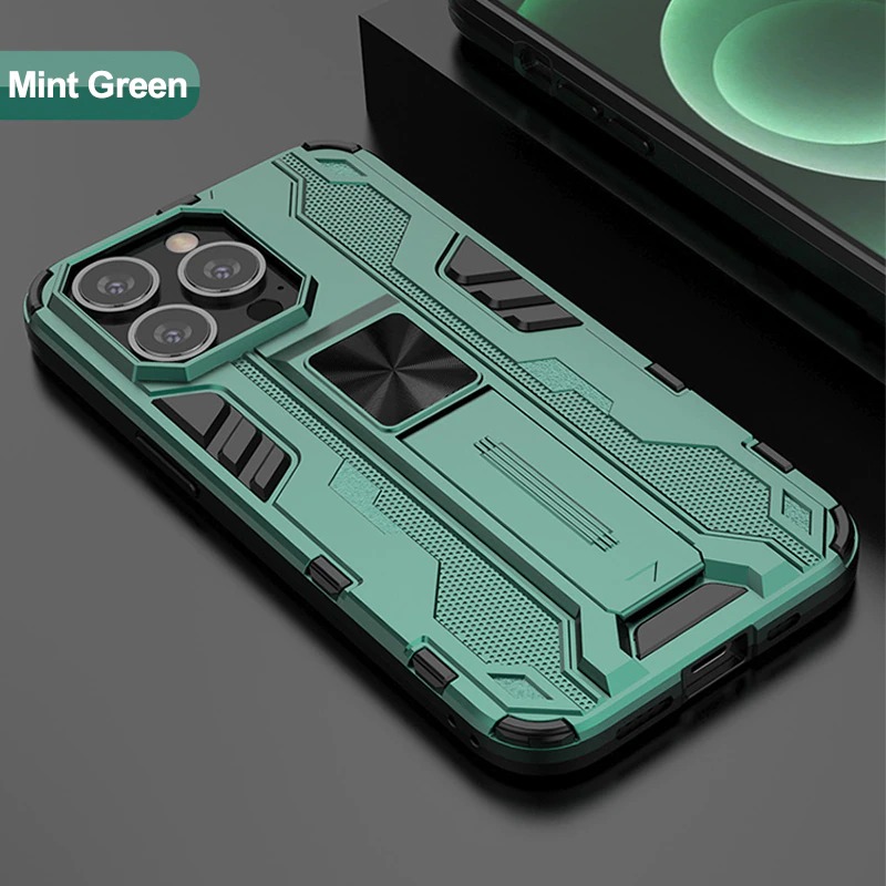 เคส iPhone 14 Pro #เคสฝาหลังพลาสติก ไฮบริด TPU + Kickstand