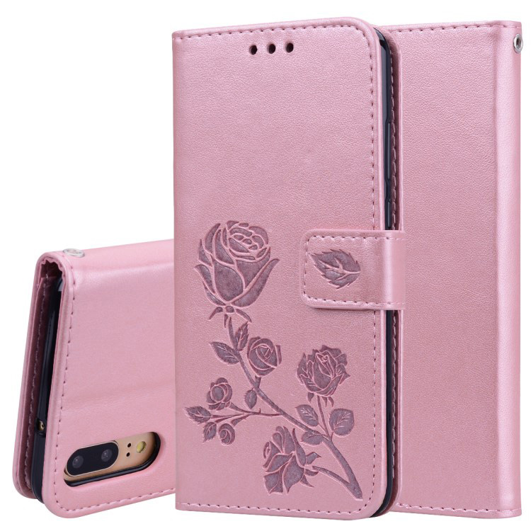 Case Huawei P20 #เคสฝาพับหนัง PU ลายดอกกุหลาบแบบกระเป๋าสตางค์ HAT PRINCE Imprinted Rose Leather