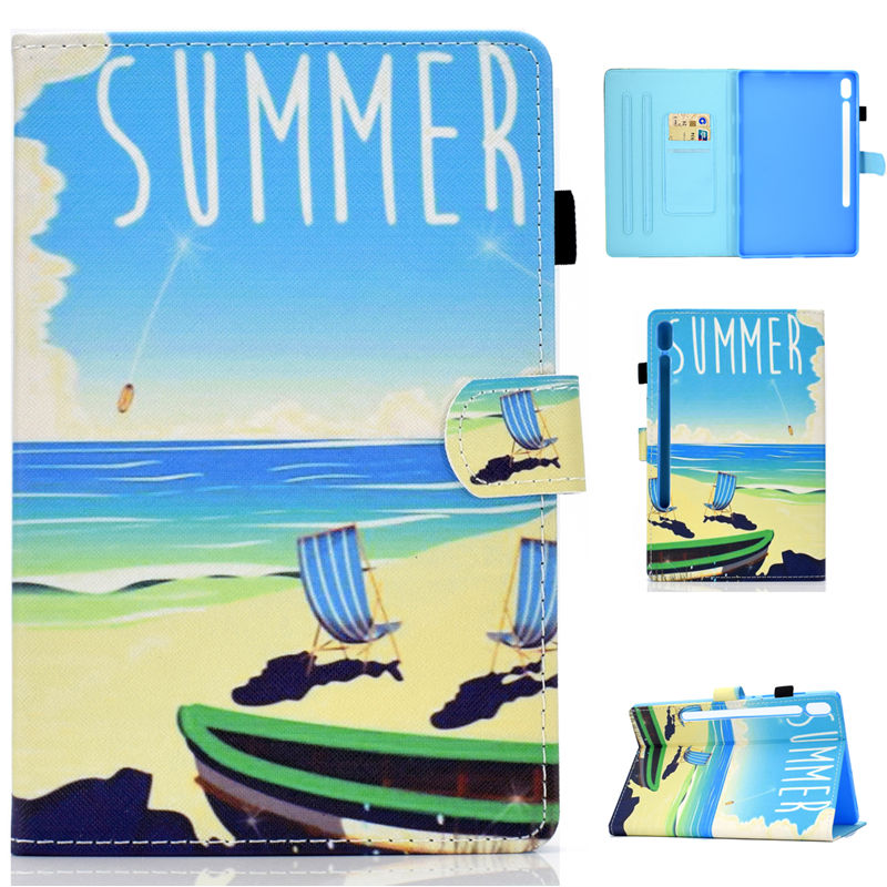 Case Samsung Galaxy Tab S7 SM-T870 SM-T875 #เคสฝาพับหนัง PU พิมพ์ลาย Pattern Printing Stand Leather
