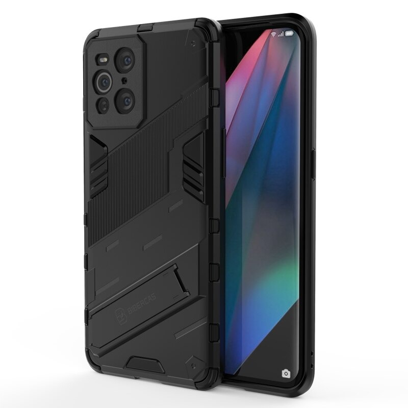 เคส OPPO Find X3 Pro #เคสฝาหลังพลาสติก ไฮบริด TPU + Kickstand
