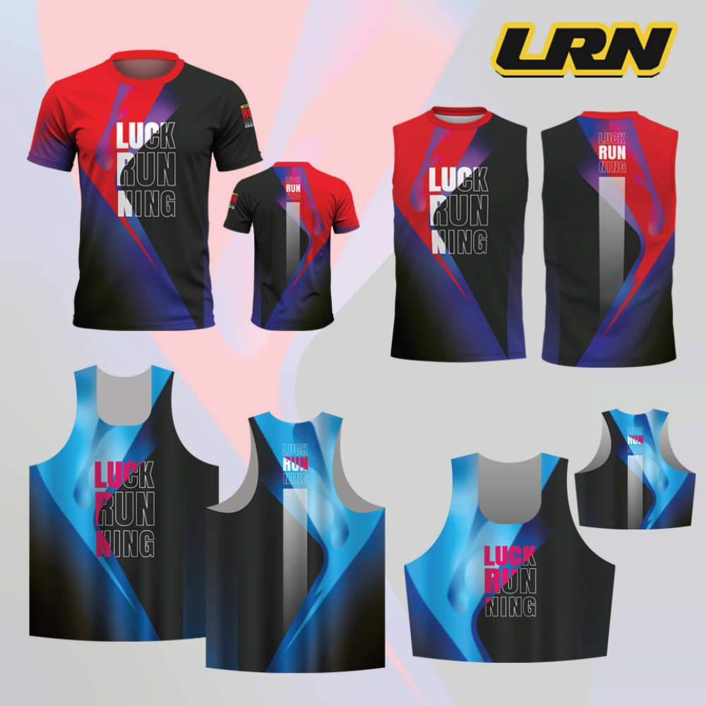 เสื้อวิ่งพิมพ์ลาย LRN เนื้อผ้า Micro square สำหรับวิ่งมาราธอน (MS25)