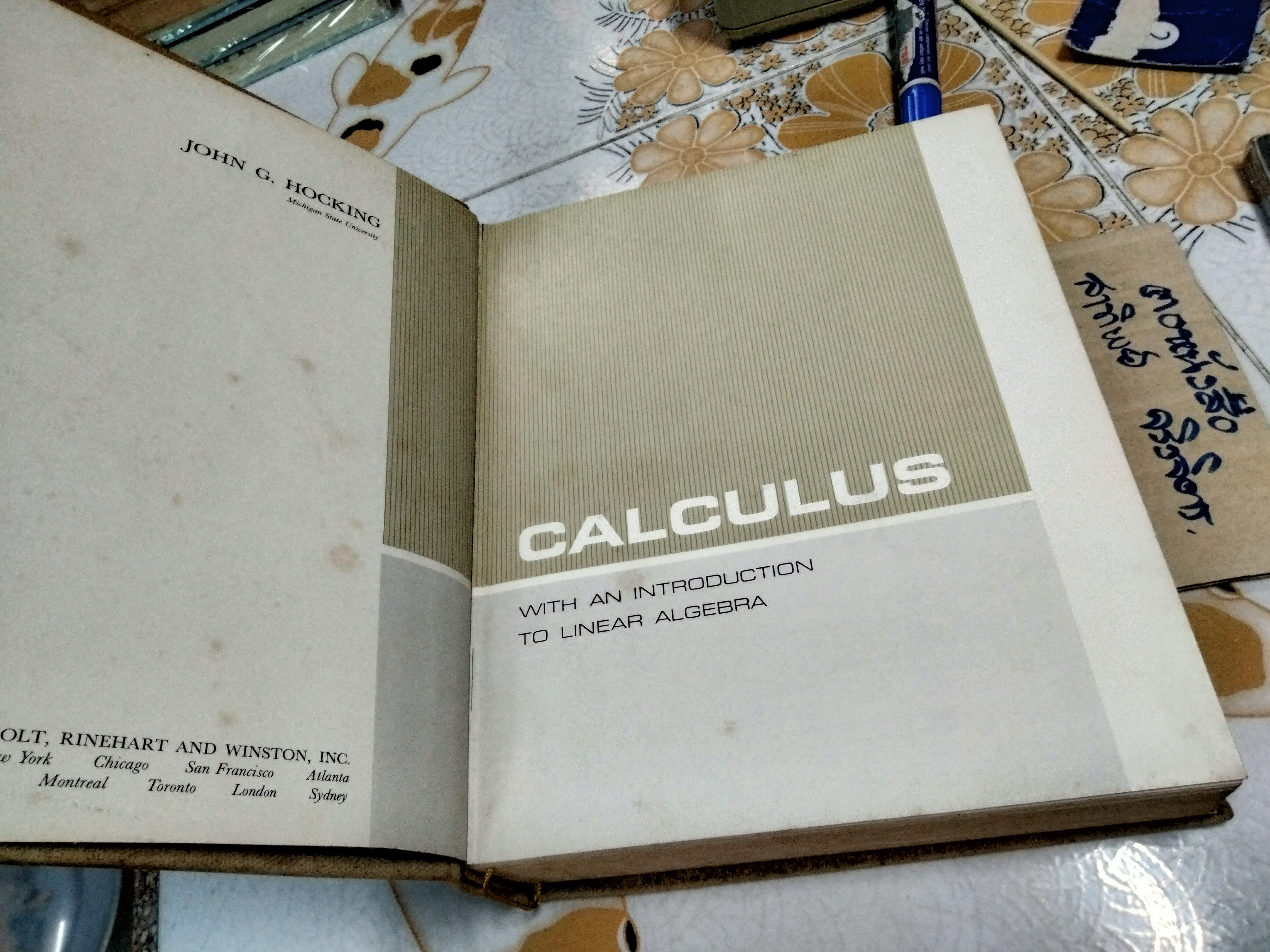 CALCULUS WITH AN INTRODUCTION TO LINEAR ALGEBRA by JOHN G. HOCKING