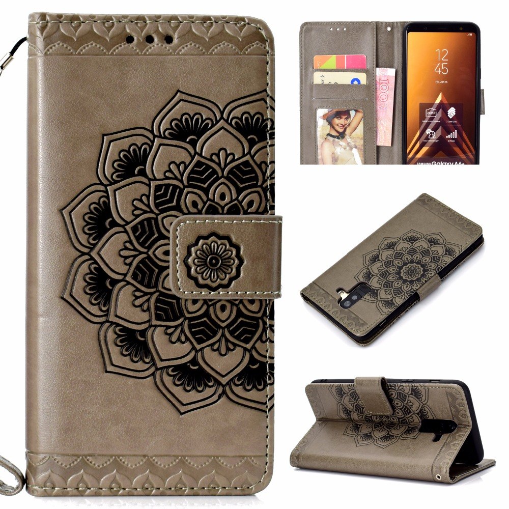 Case Samsung Galaxy A6+ (2018) #เคสฝาพับหนัง PU พิมพ์ลายแมนดาลา