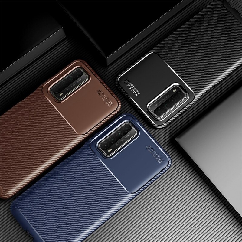 เคส Huawei Y7a #เคสฝาหลังนิ่ม Carbon Fiber Anti-drop TPU Protection