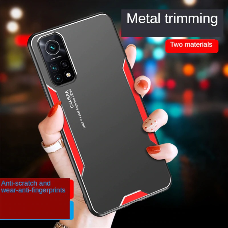 เคส Xiaomi Mi 10T Pro #เคสฝาหลังไฮบริด Metal +TPU Shockproof metal back plate Phone Back Cover