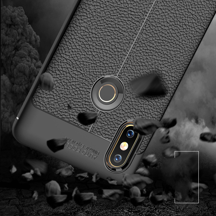 Case Xiaomi Mi Mix 2s #เคสฝาหลัง TPU นิ่มลายหนัง PU ผิวลิ้นจี่ช่วยป้องกันลายนิ้วมือและกันลื่น