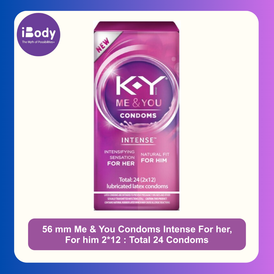เค-วาย ถุงยางอนามัย ขนาด 56 mm Me & You Condoms Intense For her, For him 2*12 : Total 24 Condoms (K-Y®)