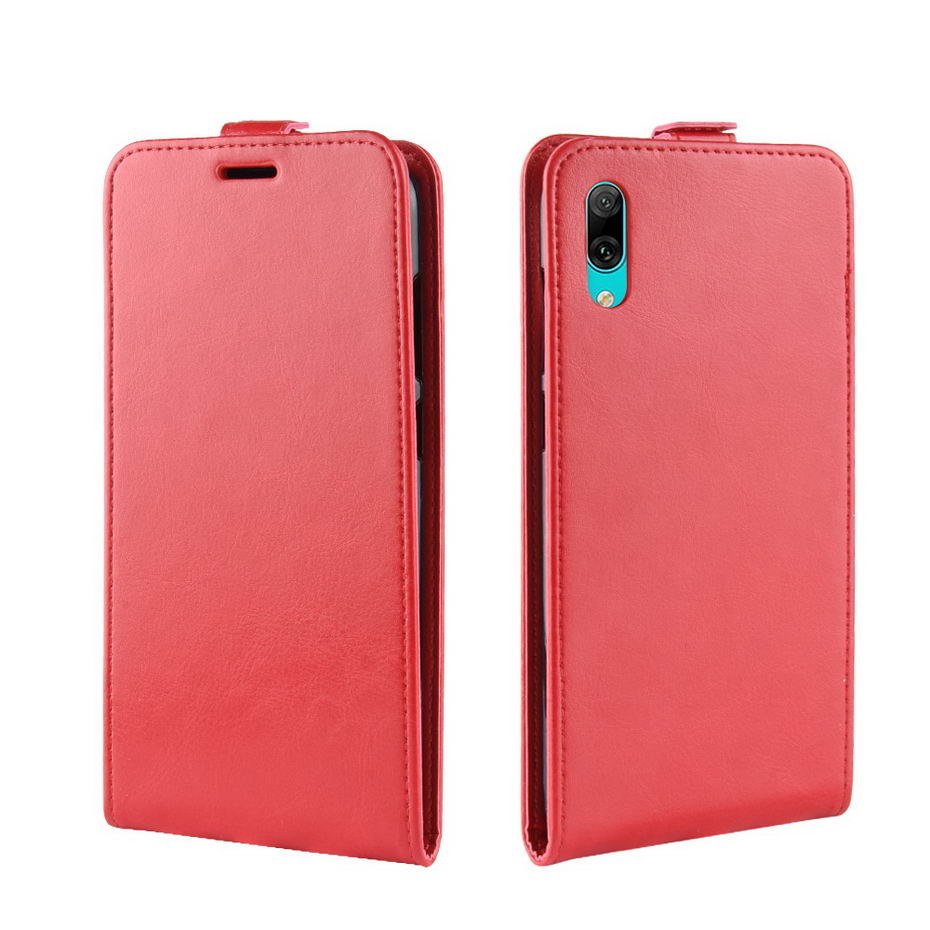 Case Y7 Pro (2019) #เคสฝาพับแนวตั้งหนัง PU ผิวหนังม้า Crazy Horse Skin Leather