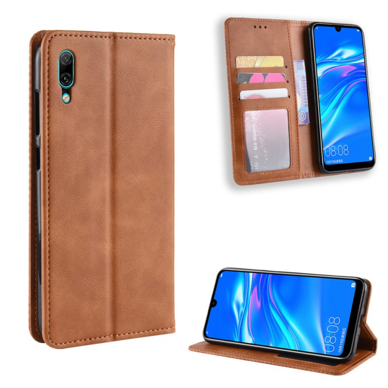 เคส Y7 Pro (2019) #เคสฝาพับปกหนังสไตล์วินเทจดูดซับอัตโนมัติแบบกระเป๋าสตางค์