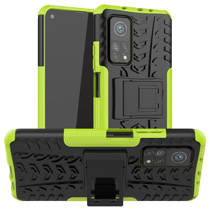 Case Xiaomi Mi 10T Pro #เคสฝาหลังกันลื่น Cool Tyre Pattern Kickstand (PC + TPU)
