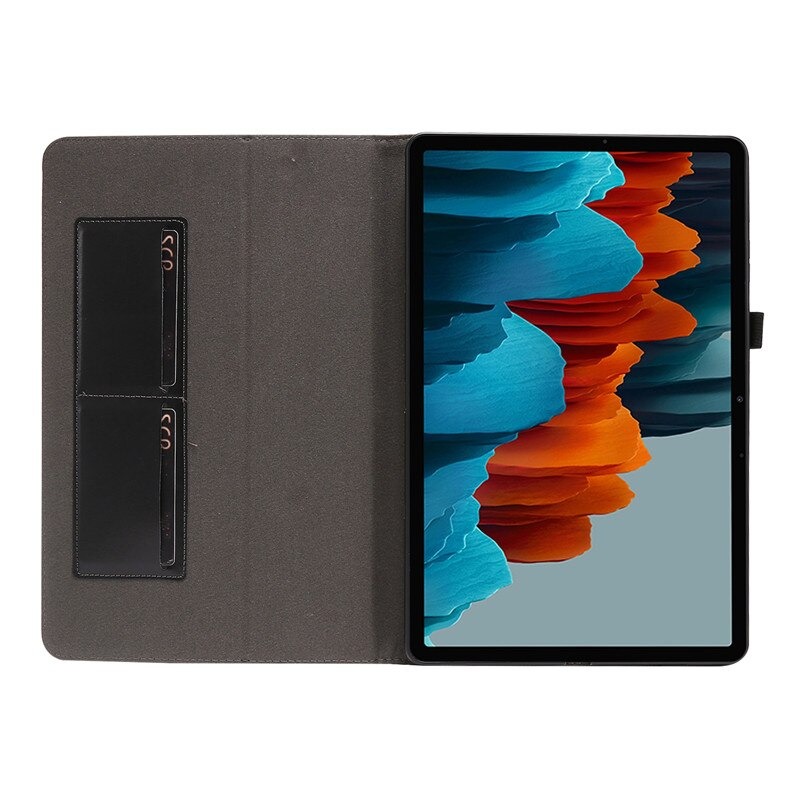 เคส Samsung Galaxy Tab S7 Plus 12.4" SM-T970 SM-T975 SM-T976 #เคสฝาพับหนัง PU มีช่องเก็บบัตร Flip PU Leather soft cover stand holder