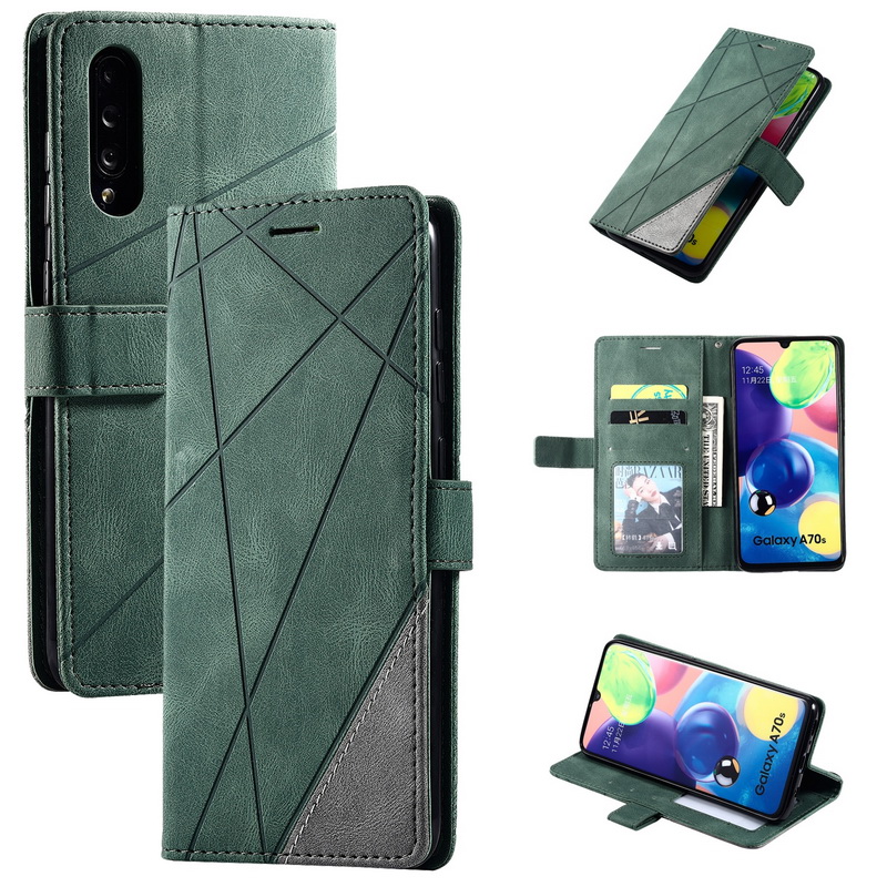 Case Samsung Galaxy A70 #เคสฝาพับหนัง PU มีช่องเสียบบัตรอื่นๆในตัว Geometric Pattern Leather Card Holder Protective