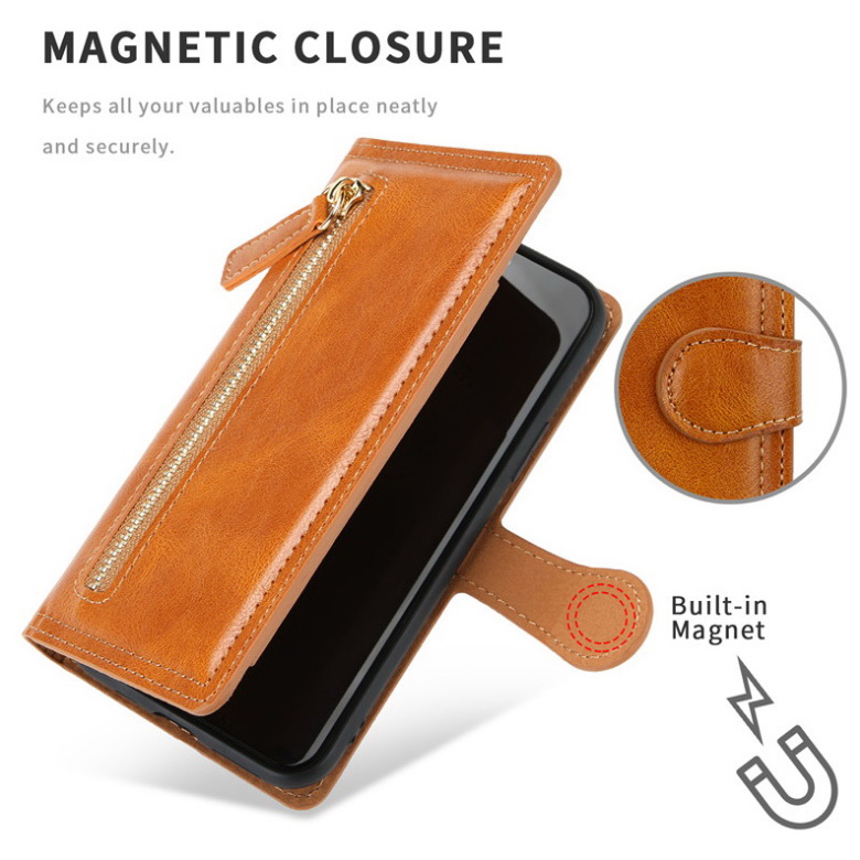 เคส Samsung Galaxy A51#เคสฝาพับแบบกระเป๋าสตางค์ช่องใส่บัตรหลายช่อง Multi-slot Wallet Zippered Leather