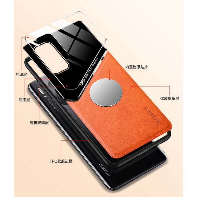 เคส Vivo Y31 2021 #เคสฝาหลังไฮบริด PU +TPU + glass สีทูโทน Shockproof Leather Mirror Glass Silicone Phone Back Cover