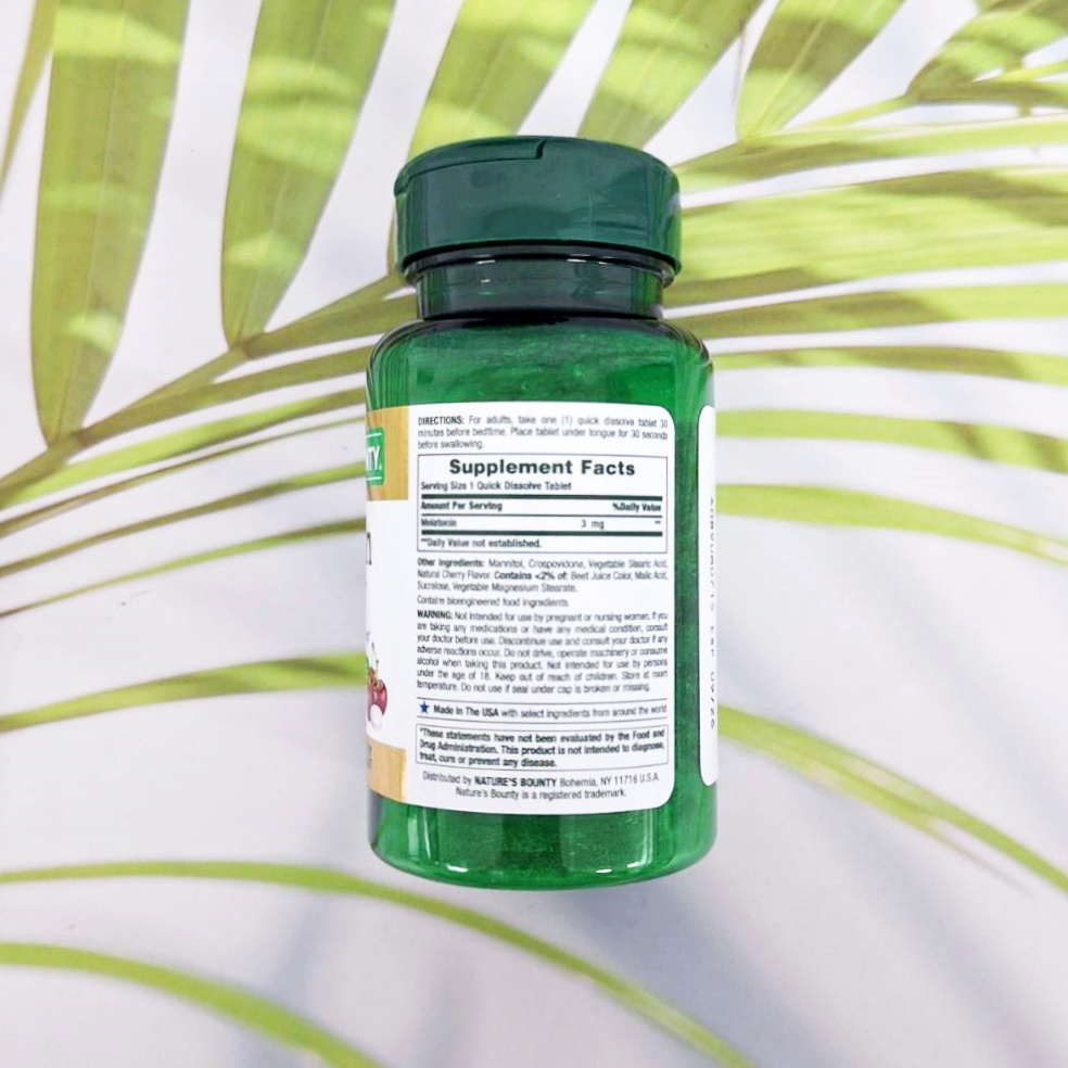 Nature's Bounty - Melatonin ,Cherry Flavor 3mg 240 Tablets เมลาโทนิน ช่วยการนอนหลับ