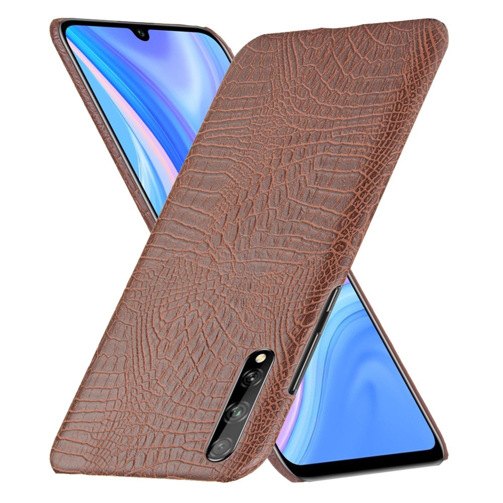 Case Huawei Y8p #เคสฝาหลังพลาสติกแข็งเคลือบหนัง PU ลายผิวหนังจระเข้