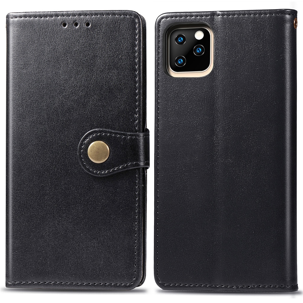 Case iPhone 11 6.1 inch #เคสฝาพับแถบปิดแม่เหล็กพับตั้งได้ Magnetic Closure Wallet Lanyard Leather