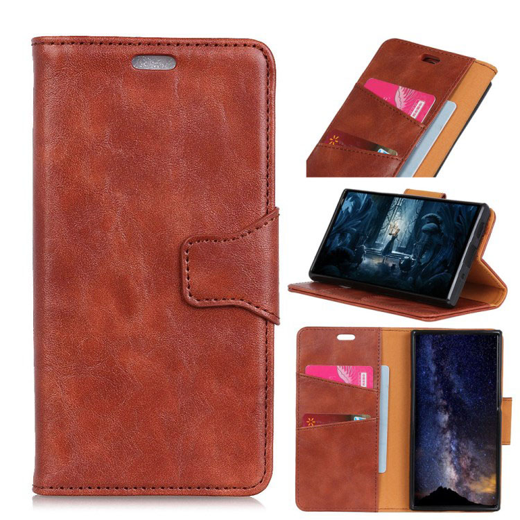 เคส Samsung Galaxy A10 #เคสฝาพับหนังแยกคุณภาพดี Crazy Horse Split Leather Wallet