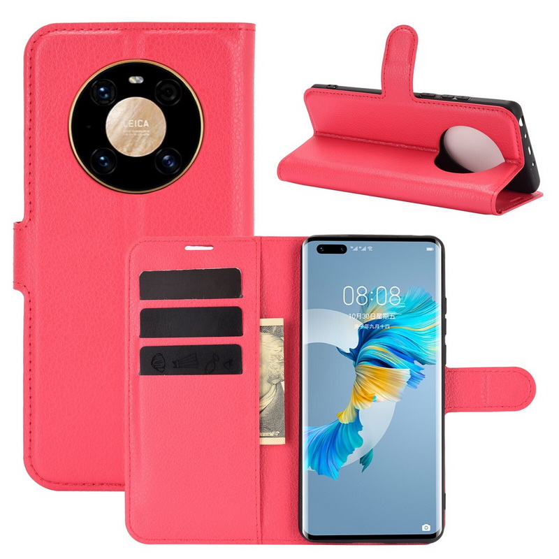เคส Huawei Mate 40 Pro #เคสฝาพับสไตล์กระเป๋าสตางค์หนัง PU ผิวลิ้นจี่