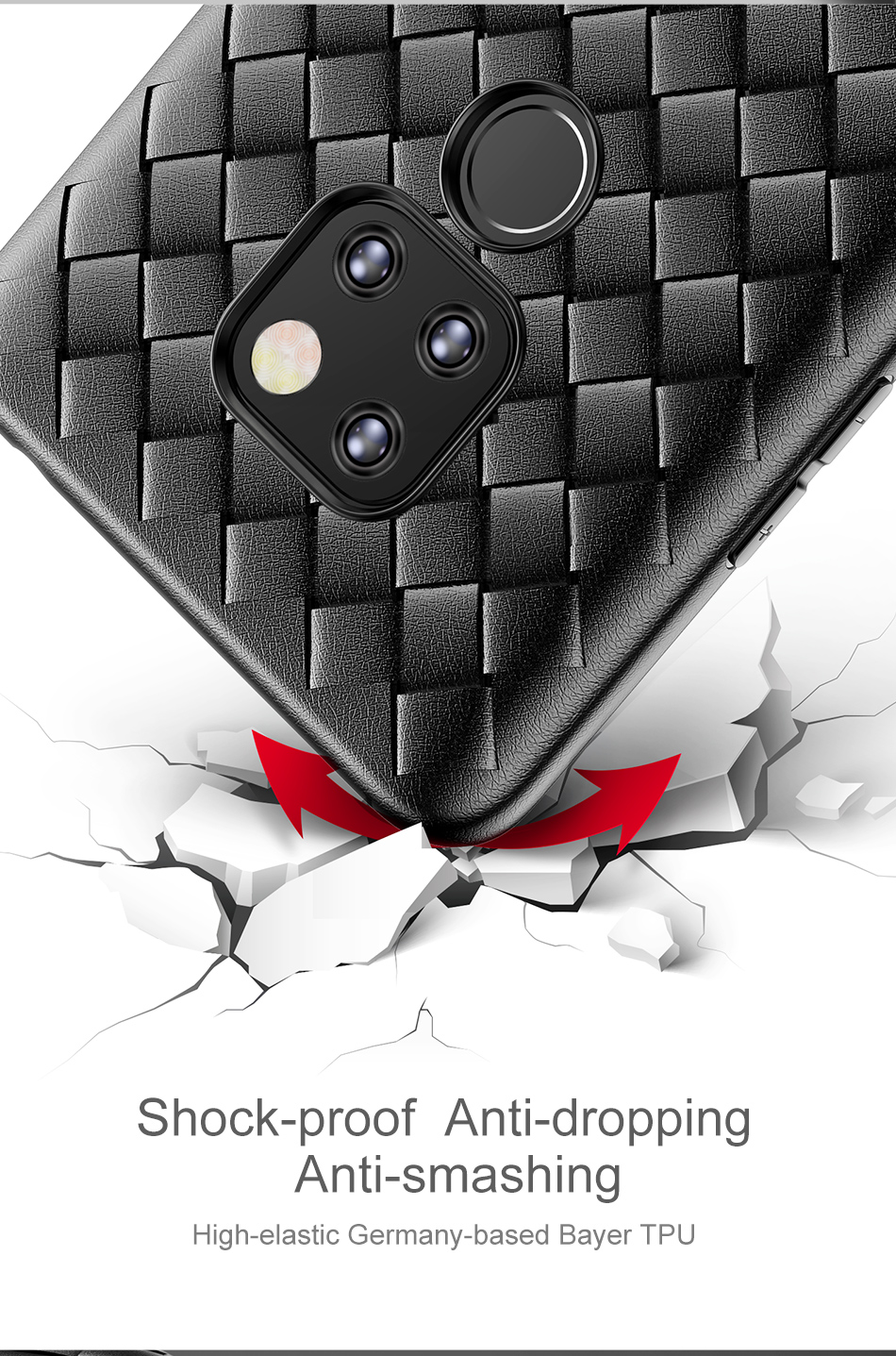 Case Huawei Mate 20 #เคสฝาหลัง BASEUS ลายทอ Woven Texture Heat Dissipation TPU