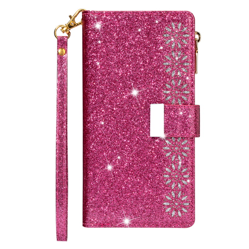 Case Samsung Galaxy A51 #เคสฝาพับแบบกระเป๋าสตางค์ช่องใส่บัตรหลายช่อง Bling Glitter Case Multi-slot Wallet Zippered Leather พร้อมสายคล้อง