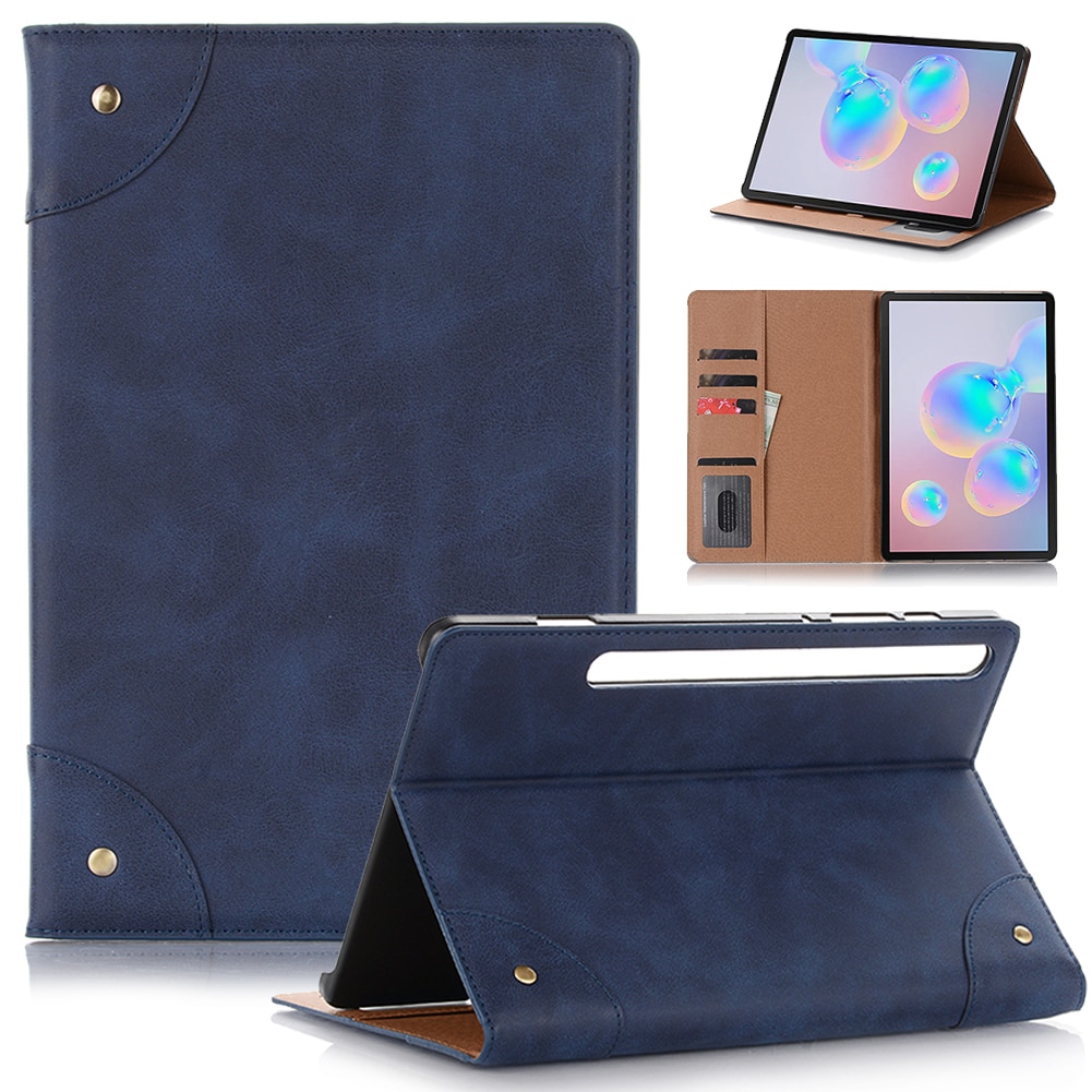 เคส Samsung Galaxy Tab S6 SM-T860 SM-T865 #เคสฝาพับหนัง PU ผิวหนังม้าสไตล์ Retro แบบกระเป๋าสตางค์สมาร์ท Crazy Horse Texture Retro PU Leather