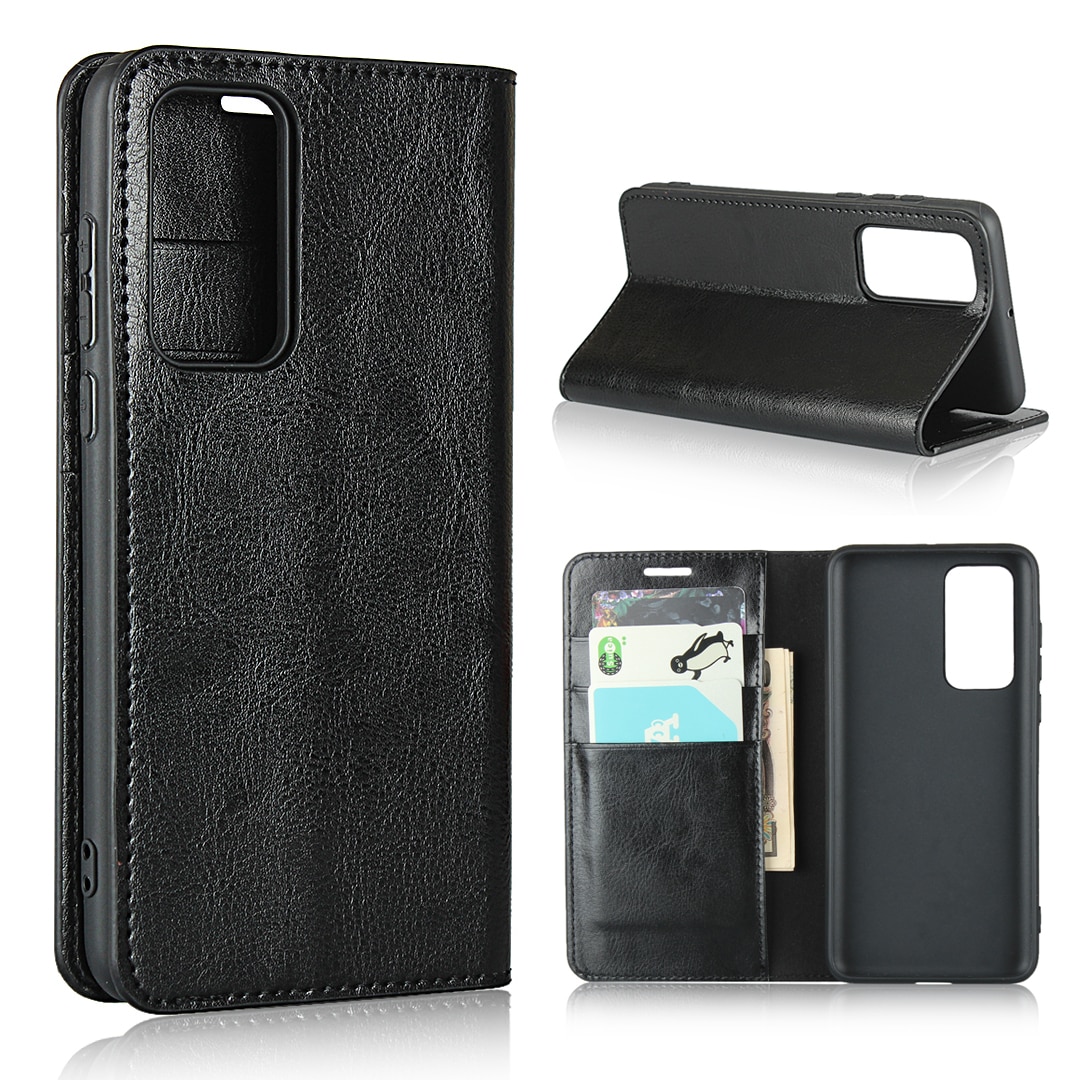 Case Huawei P40 #เคสฝาพับหนังแท้แบบกระเป๋าสตางค์คุณภาพดี Crazy Horse Genuine Leather Cover