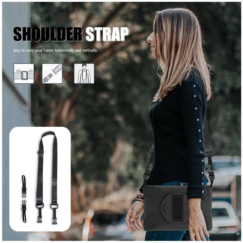 เคส Samsung Galaxy Tab S8+ 5G 12.4" #เคสฝาหลังกันกระแทกมีที่สวมมือพร้อมสายคล้องไหล่