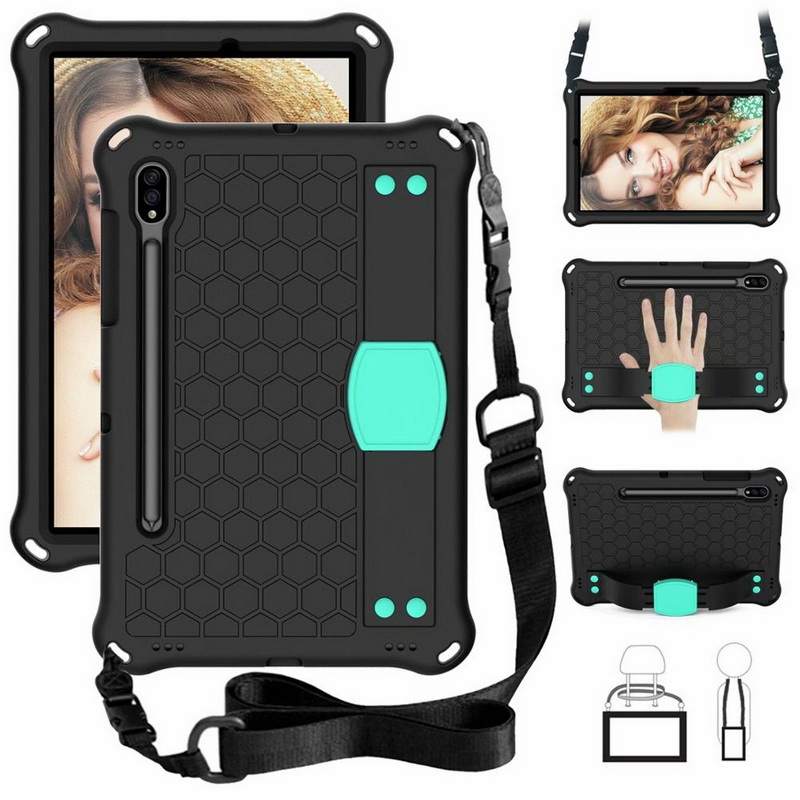 เคส Samsung Galaxy Tab S7 SM-T870 SM-T875 #เคสกันกระแทกลายรังผึ้งพร้อมสายคล้องไหล่ EVA Tablet Hybrid Shell with Shoulder Strap