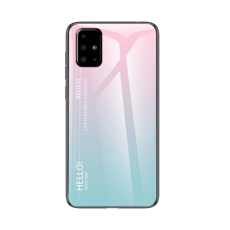 Case Samsung Galaxy M51 #เคสฝาหลัง Gradient Color Glass + PC + TPU Hybrid Case