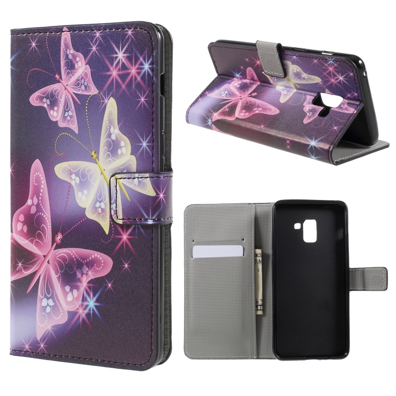 เคส Samsung Galaxy A8 Plus (2018) #เคสฝาพับสไตล์กระเป๋าสตางค์พิมพ์ลาย Pattern Printing หนัง PU คุณภาพดีราคาถูก