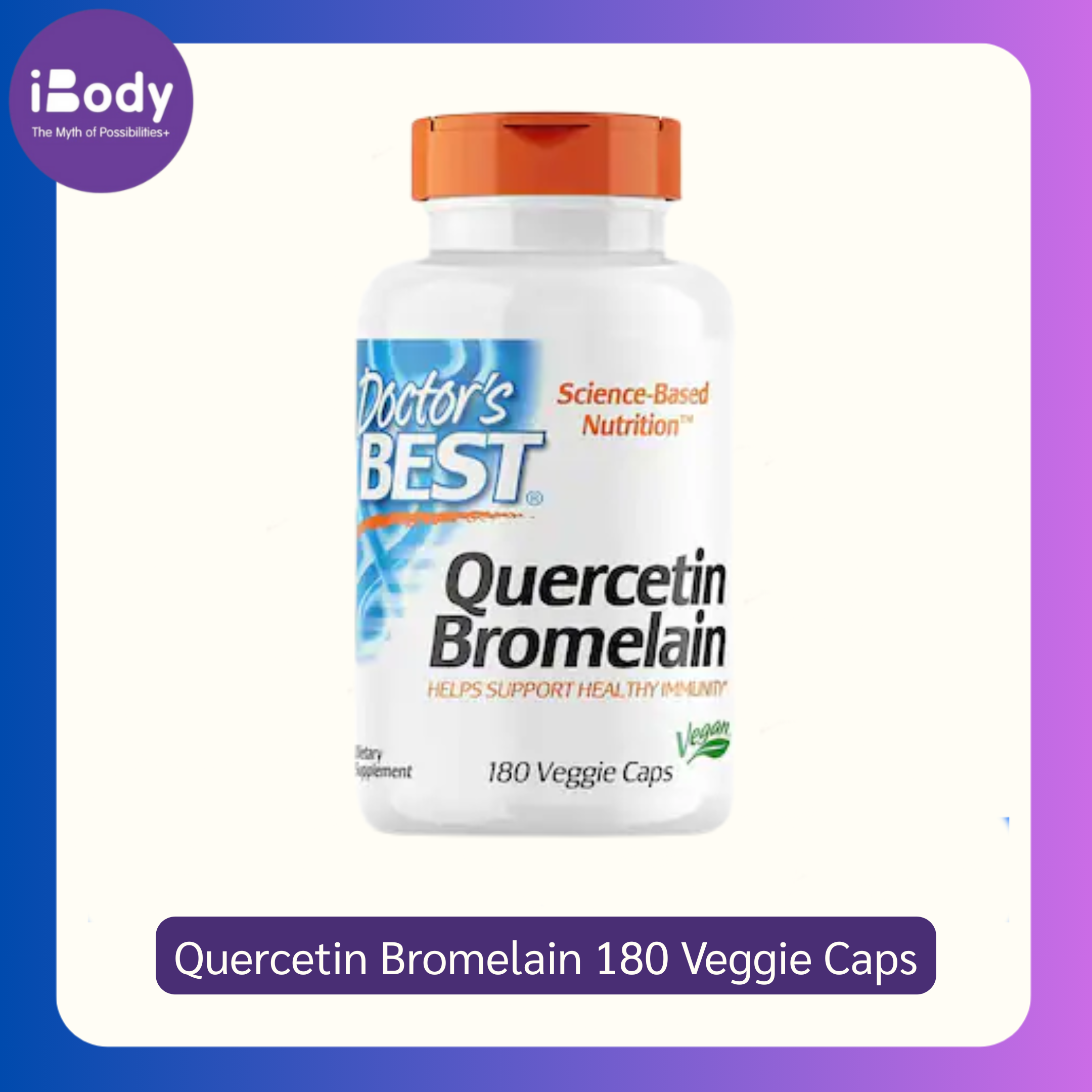 เควอซิทิน โบรมีเลน Quercetin Bromelain 180 Veggie Caps (Doctor's Best®) เสริมภูมิต้านทาน