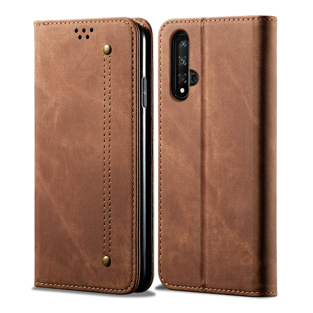 Case Huawei Nova 5T #เคสฝาพับสไตล์ย้อนยุคผิวผ้ายีนส์แบบกระเป๋าสตางค์