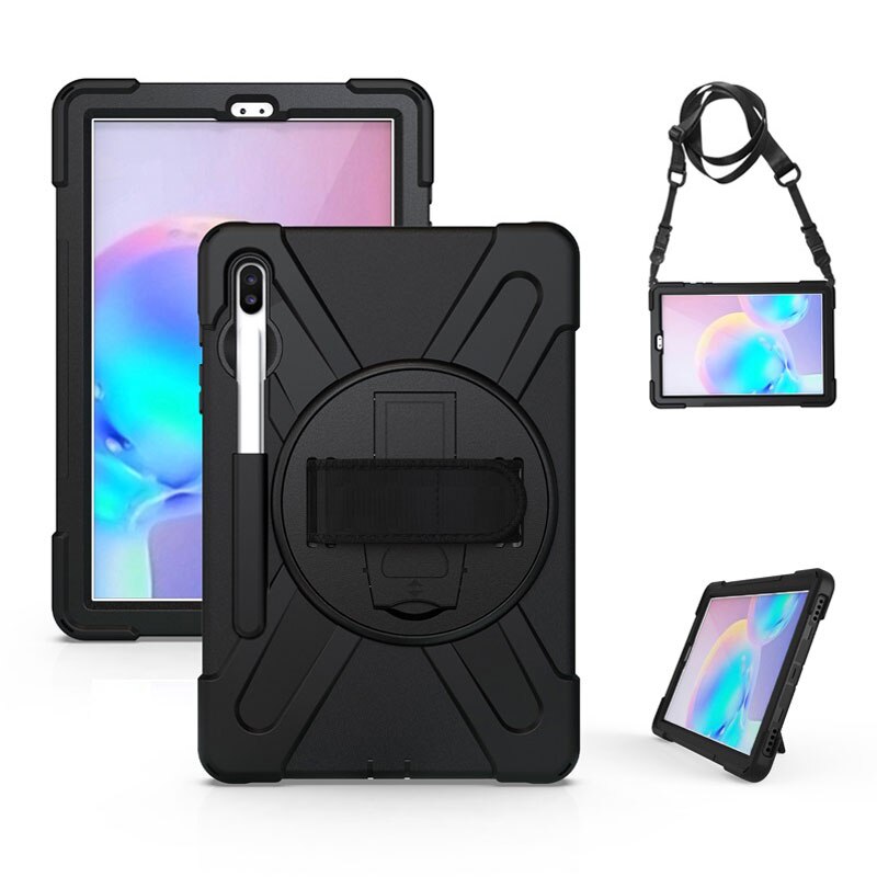 เคส Samsung Galaxy Tab S7 11นิ้ว T870 T875 #เคสฝาหลังกันกระแทก X-Shape 360 Degree Rotary Kickstand PC + Silicone มีสายคล้องมือ มีสายสะพายคล้องไหล่