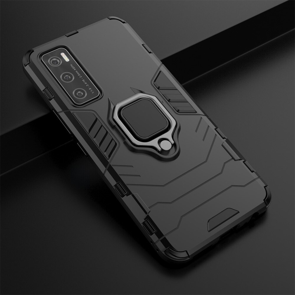 Case Vivo V20 SE #เคสฝาหลังพลาสติกแข็ง +TPU Hybrid Case มีแหวนสวมนิ้วโลหะ