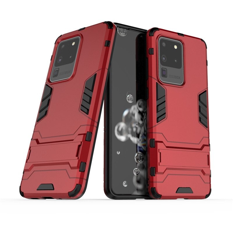 เคส Samsung Galaxy S20 Ultra / S20 Ultra 5G #เคสฝาหลังพลาสติก ไฮบริด TPU + Kickstand