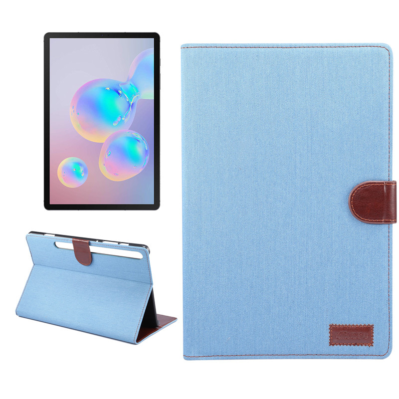 Case Samsung Galaxy Tab S7 11นิ้ว T870 T875 #เคสฝาพับหนัง PU ผิวยีนส์พับตั้งได้ Jeans Cloth Leather Wallet