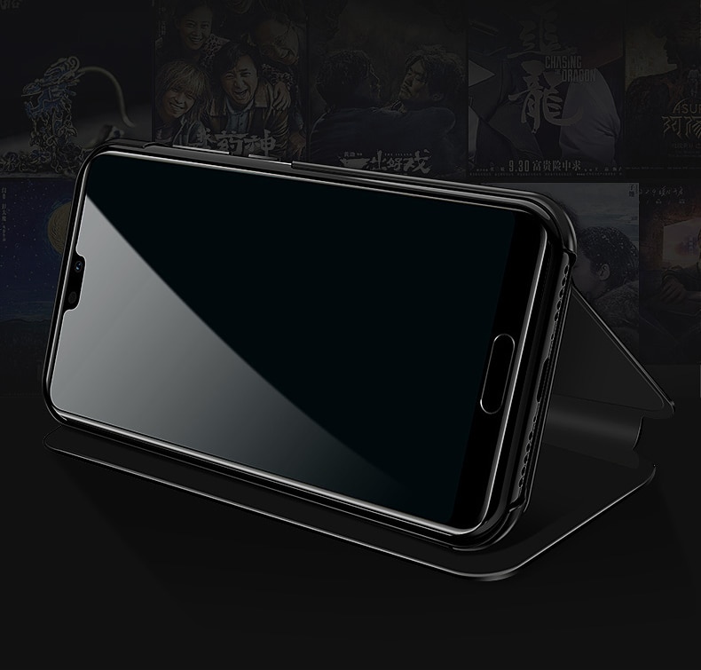 เคส Samsung Galaxy A8 Star #เคสฝาพับปกโปร่งแสงผิวเงา Electroplating Mirror Surface Window View