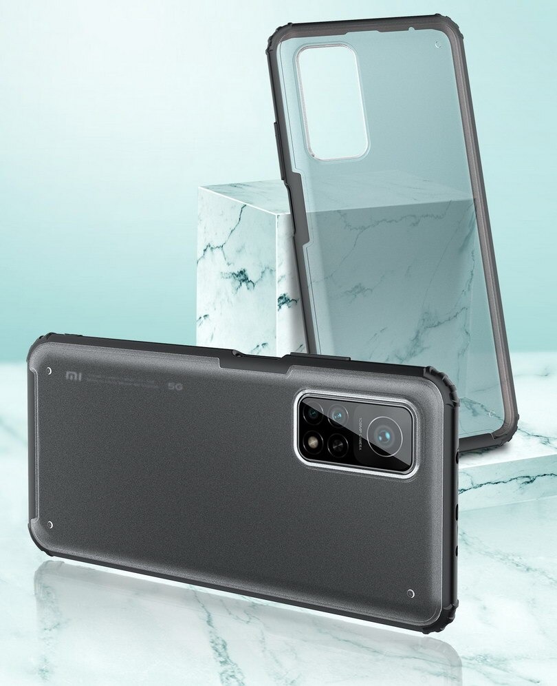 Case Xiaomi Mi 10T Pro #เคสฝาหลังโปร่งแสงสีขุ่นขอบทึบ +TPU Hybrid Case
