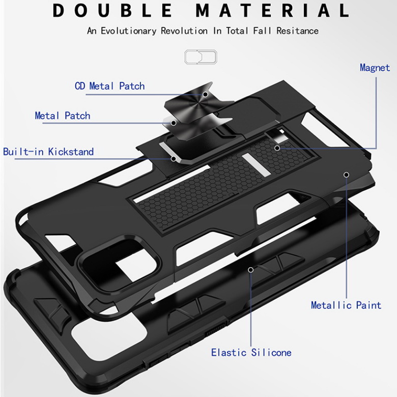 Case Samsung Galaxy Note 10 Lite #เคสแบบฝาหลังเกราะป้องกัน ไฮบริด มีขาตั้ง Built-in Kickstand Hard PC Phone Stand Back Case Armor