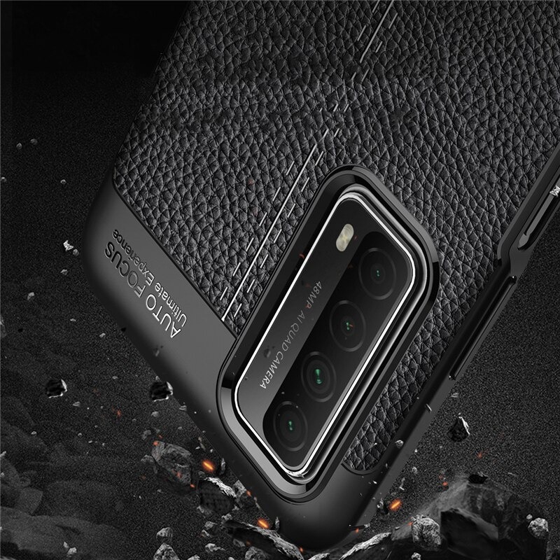 Case Huawei Y7a #เคสฝาหลัง TPU ผิวลิ้นจี่ช่วยป้องกันลายนิ้วมือและกันลื่นได้ดี